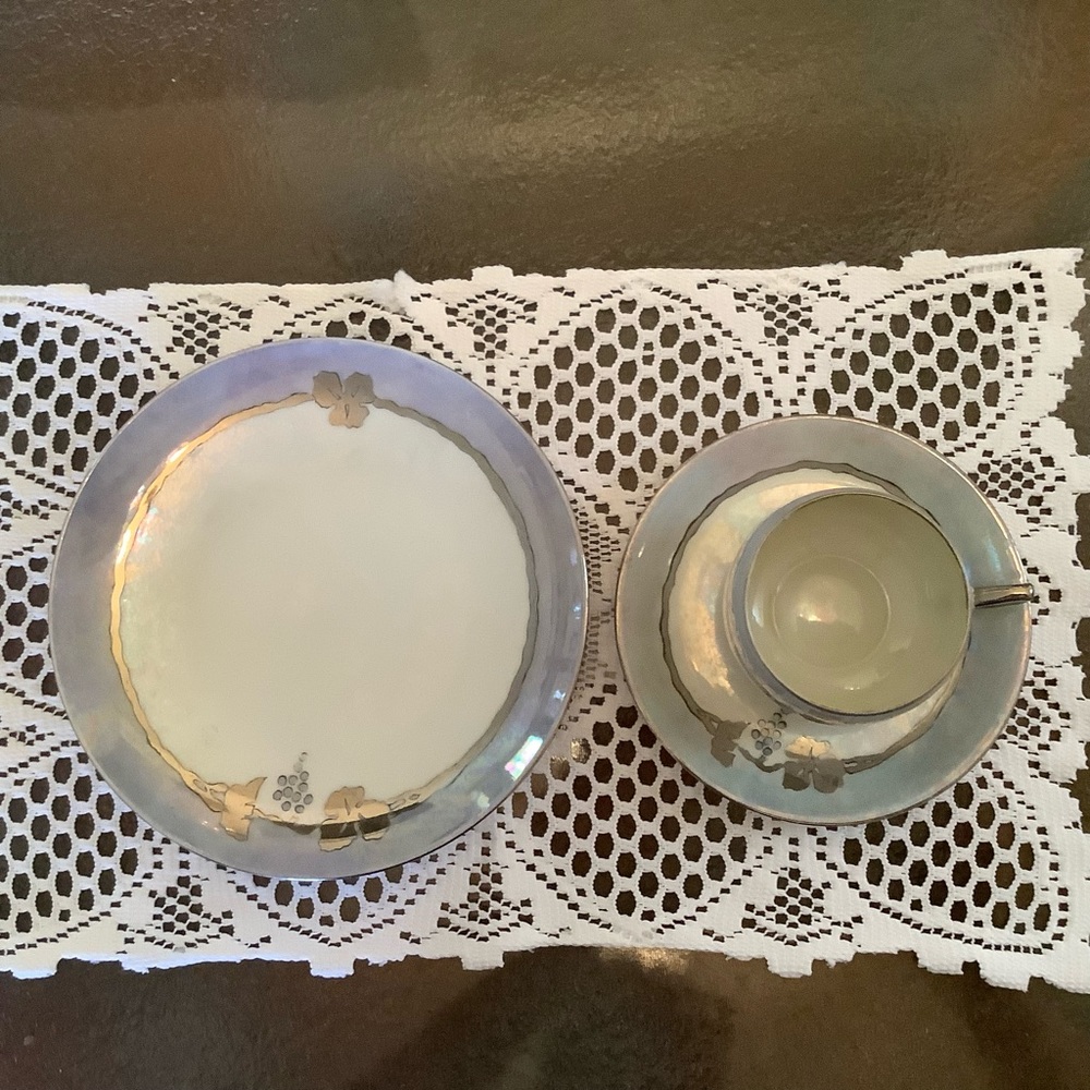 Vintage D & B Germany teacup saucer and plate